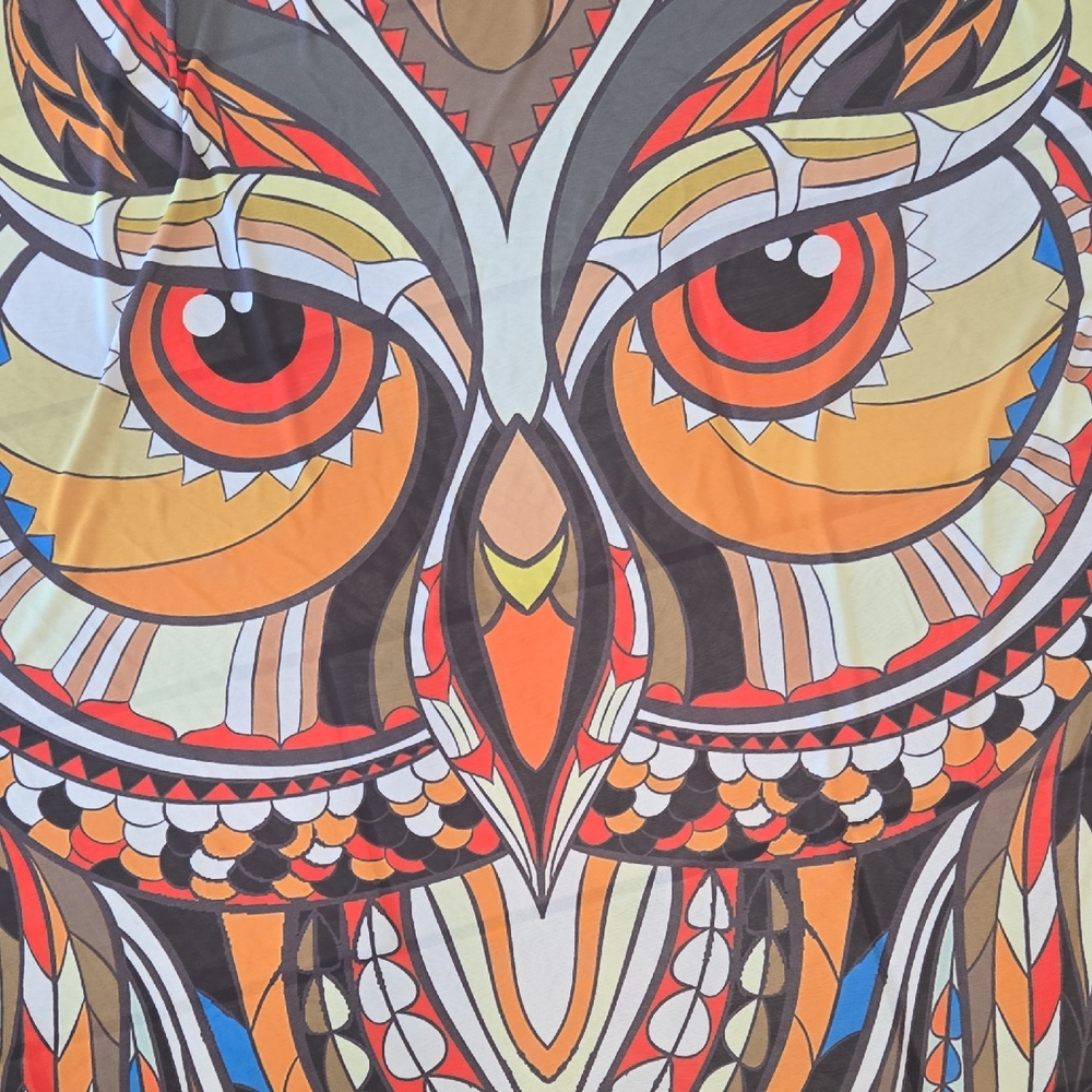 Original‎ One-Size Colorful Owl Print Sheer Swim Cover-Up - Picture 3 of 6